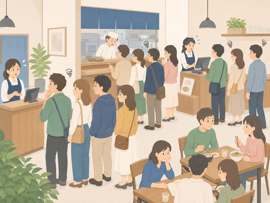 待ち組数や注文傾向、混雑時間が把握できず悩む店長