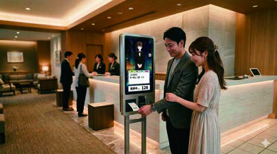 ホテルチェックイン時の受付票発行・QRチェックイン