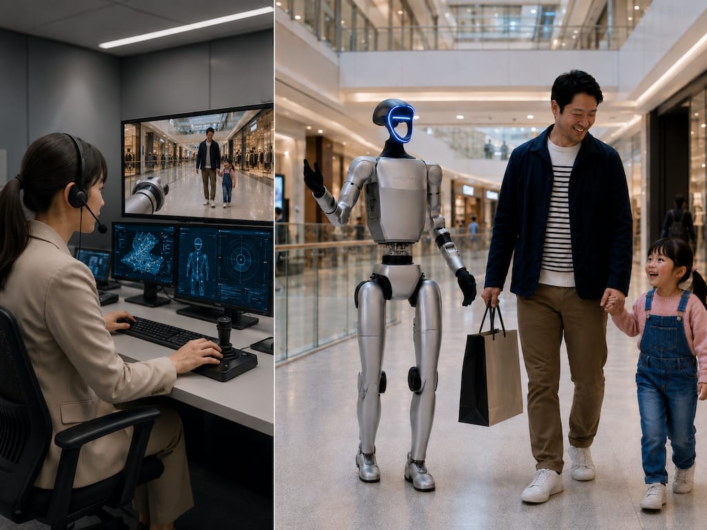 遠隔オペレーションでロボットを操作するスタッフ