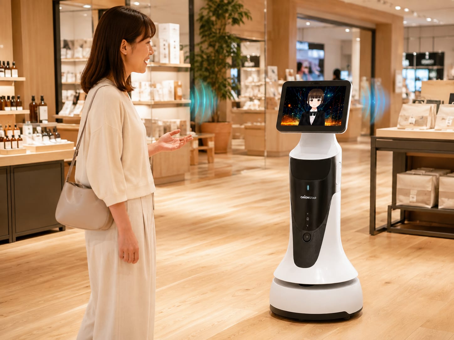 来訪者と音声で会話するロボット