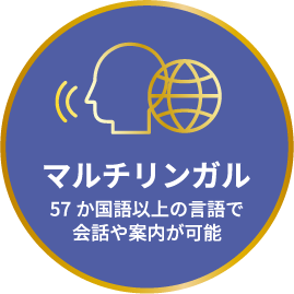マルチリンガル 57か国語以上の言語で会話や案内が可能